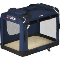 Dog carrier folding fabric navy blue m 60x42x44cm