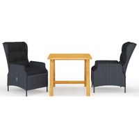 Conjunto de comedor de jardín exterior de 3 piezas muebles gris oscuro 020013633
