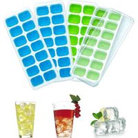 Bac à glaçons, lot de 4 bacs à glaçons avec couvercle, bac à glaçons à 14 compartiments, boîte à glaçons