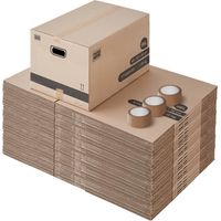 Pack and Move - Lot 10 cartons déménagement L larges - 40 x 60 x 40 cm - Poignées renforcées - 1 adhésif offert