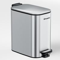 Poubelle de salle de bain 6 L Lovewind, modèle slim et peu encombrant, avec pédale, couvercle et seau intérieur