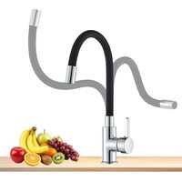 Robinet de cuisine pivotant à 360° pour évier, noir avec revêtement électrolytique, mitigeur monocommande avec bec flexible