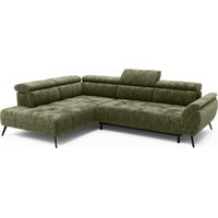 Ecksofa Ottomane links Chenille 284x208x79 grün VALENTINAMassivmoebel24 GmbH