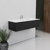 Inda - Mobile bagno 120 cm Nero opaco con 1 cassetto e lavabo in
