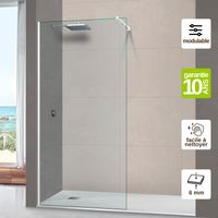 Pare douche fixe en verre trempé transparent ép 6mm anti calcaire, L.120H195 cm - profilé blanc brillant - Mont Blanc CC SUPERBAN
