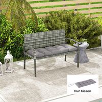 Bankauflage 105 x 46 x 12,5 cm Bankkissen mit Bändern, Outdoor Sitzkissen für Gartenmöbel, Sitzbank, Grau