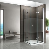 Duschkabine Duschabtrennung Eckeinstieg Falttür Mittelsatiniert NANO-ESG Höhe: 180cm DK99 95x95 ( Links x Rechts )