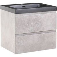 Mobiletto pensile con lavabo in legno MDF 2 cassetti 60 x 46 cm Grigio Cardiel