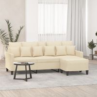 Canapé-Sofa à 3 places avec repose-pieds Crème 180 cm Tissu 836701
