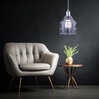 Lampe à suspension en verre chromé Lampe à suspension en maille métallique Lampe à suspension pour salle à manger, balançant, 1x douille E27, DxH 16x124 cm, salon