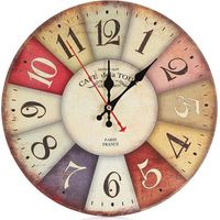 DBBEGK Aiperq Horloge murale en bois – 30 cm rétro à grands chiffres – Silencieuse sans tic-tac horloge murale pour cuisine, salon