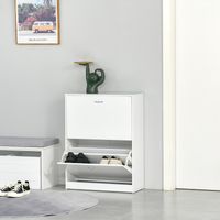 Armoire à Chaussures Meuble à Chaussures dim. 60L x 24l x 80H cm 2 Portes abattantes Blanc