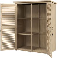 Armadio da esterno portaoggetti 2 ripiani con picchetti legno abete 127x65x159.5-168 cm