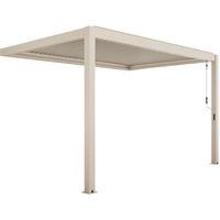 Pergola bioclimatique adossée 3x4m en aluminium bois crème