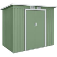 Cobertizo de Jardín 213x130x172 cm Caseta de Exterior Metálica para Almacenamiento de Herramientas Verde Oliva