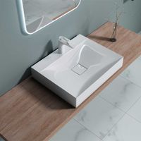 Bathroom Cloakroom 600 x 480mm Stone Resin Basin - Wall Hung Or Countertop Mount Bathroom Sink - Concealed Waste - Durovin Bathrooms