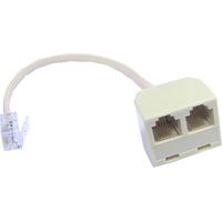 BeMatik - Séparateur RJ11 de 1 port RJ11 mâle à 2 ports RJ11 femelle avec câble 15cm