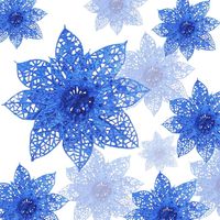 24 piezas de adorno navideño de flor de Pascua con purpurina, flores artificiales de Navidad, decoración de árbol de Navidad, adorno de decoración navideña para fiesta de Navidad, decoración de árbol de Navidad (azul)
