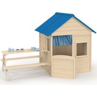 Kinderspielhaus aus Holz ODYSSEY, Spielhaus im Freien mit integriertem Picknicktisch