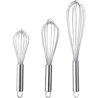 Ensemble de 3 fouets en acier inoxydable : fouet de cuisine, fouet ballon, fouets métalliques.