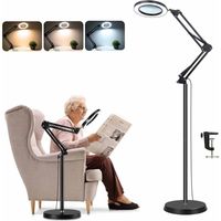 10X Lampe Loupe sur Pied, 2 en 1 Lampe Loupe, 72 LED avec 3Températures de Couleur et 10 Niveaux de Luminosité Réglables, Loupe Lumineuse pour Le Travail de près,l'artisanat et la Lecture