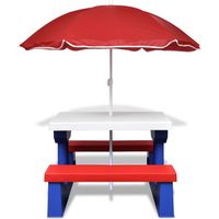 Table de jardin Table et bancs de pique-nique avec parasol pour enfants