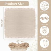 LALAGO 6pcs Serviettes de Table en Tissu 45x45cm, Serviette Tissu avec Franges, Serviettes de Table en Lin Lavable et Réutilisable pour Mariage, Hôtels, Restaurants, Evénements et Fêtes Beige