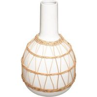 Vase Design en Céramique "Rotin" 28cm Blanc