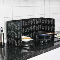 Cuisine Plaque Protection Pliable Aluminium Protection anti-éclaboussures pliable Plaque Anti-projections Cuisson Pliable pour Cuisine Plaque Cuisson Protection d'écran Anti-éclaboussures 2pièces noir
