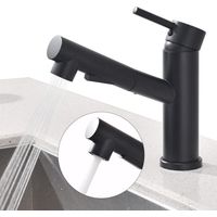 Robinet de Cuisine avec 2 Modes Mitigeur Cuisine avec Douchette Extractible Mitigeur D'Evier Eau Chaude et Froide En Inox Noir