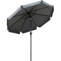 Parasol de Jardín de Aluminio Ø266x250 cm con Ángulo Ajustable Protección UV50+ Techo de Ventilación y Manivela Gris