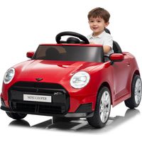 12V Electric Kids Ride on Car BMW MINI Licensed, Remote Control, Electric Car for Kids, Speeds Up to 3 Km/h, Horn, LED, Music, Ages 3+, Red