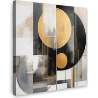 CUADRO EN LIENZO Abstracto - Oro - Plata - Formas - Estética - Moderno Decorativos de Salon 50x50 cm