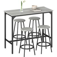 Five-Piece Industrial-Style Bar Table Set - Grey/Black