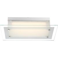 Deckenleuchte chrom Wohnzimmerlampe LED Deckenlampe Flurleuchte Glas satiniert, Metall, 10,8W 920lm neutralweiß, LxBxH 36x19x9,7 cm