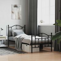 Metal Bed Frame without Mattress with Footboard Black 90x190cm vidaXL