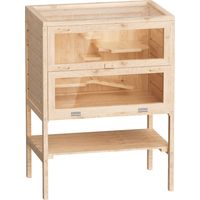 Wiltec 3 Etagen Nagerkäfig, 600 x 400 x 800 mm, aus Holz, mit klappbarem Deckel & Sichtfenster, Kleintierhaus Mäusekäfig Hamsterkäfig