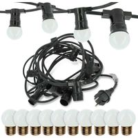 Arum Lighting – Guirlande lumineuse d'extérieur 10 ampoules LED E27 1W blanc chaud 10 mètres – Interconnectable jusqu'à 80 mètres – IP44 pour intérieur/extérieur