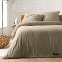 Douceur D'Intérieur – Parure de lit 240 x 220 cm en gaze de coton 57 fils – Toucher ultra doux – Lavable en machine à 40°C – Finition boutons pression