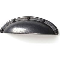 Blister mit 4 altsilbernen Zamak-Möbelgriffen in Muschelform, Mod. 2004, Interpoints 64 mm REI