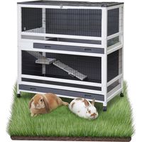 Bb-Loisir – Cage clapier enclos pour lapins 115 x 60 x 118 cm – 2 niveaux spacieux – Nettoyage facile avec tiroirs amovibles – 4 roulettes pivotantes