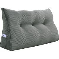 VERCART Coussin de Lecture Compensé, Triangulaire Coussin à Coins, Gros Coussin Canapé, Traversin Tête de lit Support Arrière, Oreiller Cervical Dossier de Soutien Lombaire, Velours Côtelé, Gris 100cm