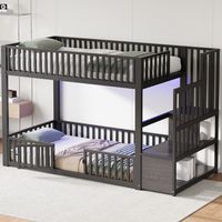 Bett Schlafbett platzsparend 90x200 Metall Schwarz OKMYHOME