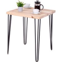LAMO Manufaktur Table en bois massif avec un bord régulier, table è manger, table de cuisine 60x60x76 cm (L x l x H), Creative, Frène Sévère, Acier Brut, LBG-01-A-001-0000Cr