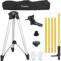 Perche Télescopique Réglable 3,7 m avec Trépied,Laser Level Tripod avec Base de Montage de 1/4“ x 20” et Adaptateur Fileté 5/8"-11 pour Les Niveaux Laser Rotatifs et Linéaires