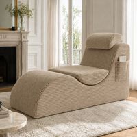 Modern Lounge Chair Ochre Yellow – Curved Back Fabric Armchair for Living Room