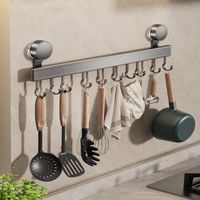 Srvillg Porte-ustensiles de cuisine à 10 crochets, sans perçage, avec ventouses – Longueur 50 cm