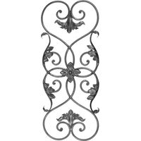 Deco Fer Forge – Panneau de volutes en fer forgé lisse – Hauteur 980mm – Largeur 400mm – Rond Ø14mm – Fixation par soudure pour balustrade