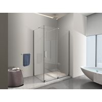 NALA Eckduschkabine mit seitlichem festen Paneel und vorderer Schiebetür ohne Rahmen H 200 in transparentem Chrom Cm 70 (68-70) x 130 (126-131)