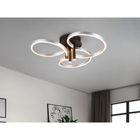 Große LED Deckenleuchte CARUSO Schwarz Silber dimmbar über Lichtschalter, Ø 65cm